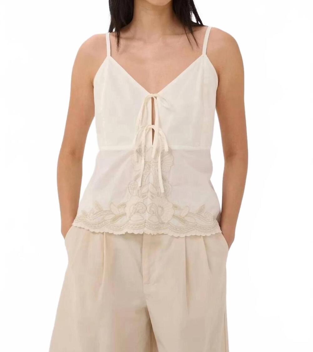 NEW PART TWO french oak embroidered blouse in whisper white